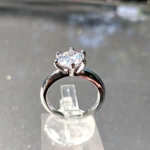 Sterling silver solitaire engagement ring